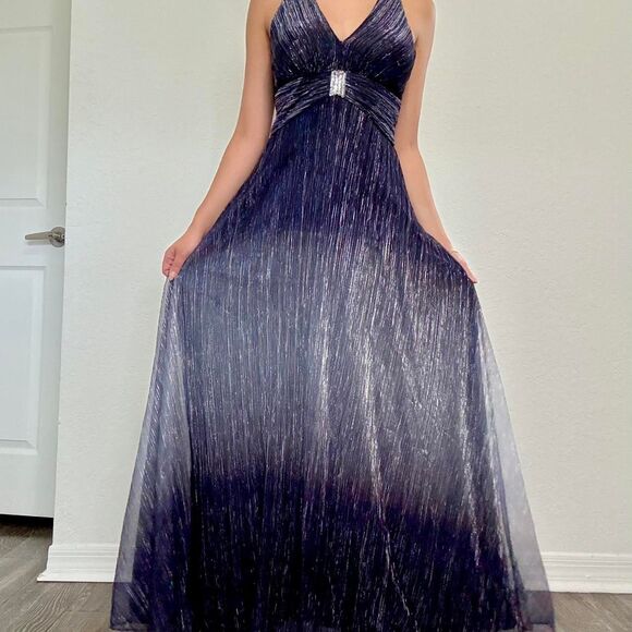Navy and silver ombré maxi dress by Betsy & Adam - Picture 3 of 8